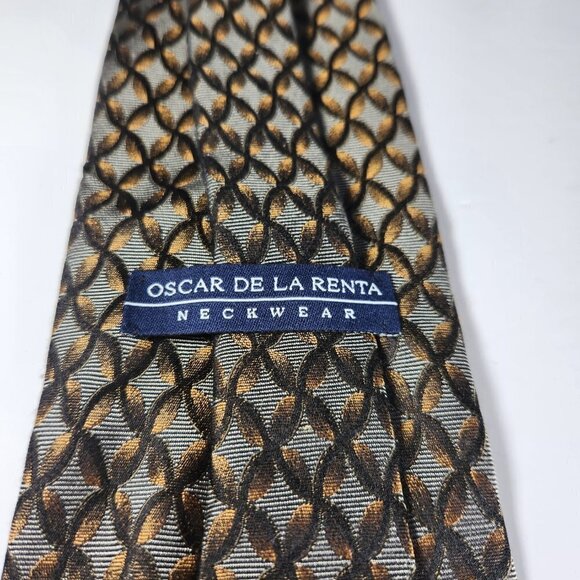 Oscar De La Renta Men's Necktie 100% Silk Made in USA Geometric Tie - Picture 4 of 9